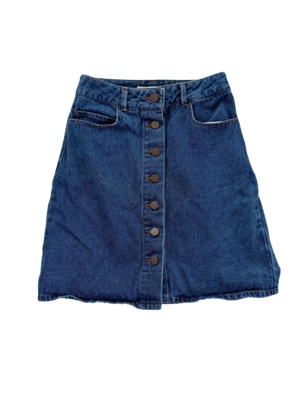 Twik by Simons Button-Front Denim A-Line Mini Skirt Sz XS